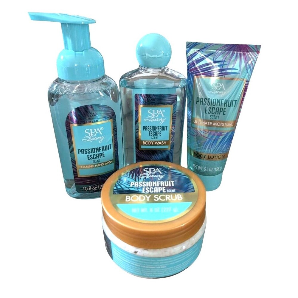 SPA LUXURY Passionfruit Escape Set: Lotion, Body Scrub, Hand Soap & Bodywash